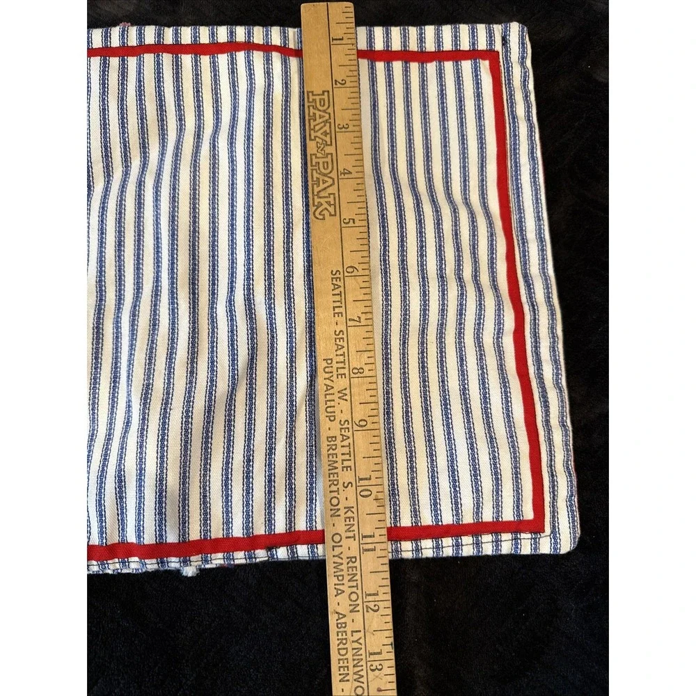2 Placemats Apple‎ Country Blue Stripe Red Bandana Reversible FLAW - Picture 7 of 8